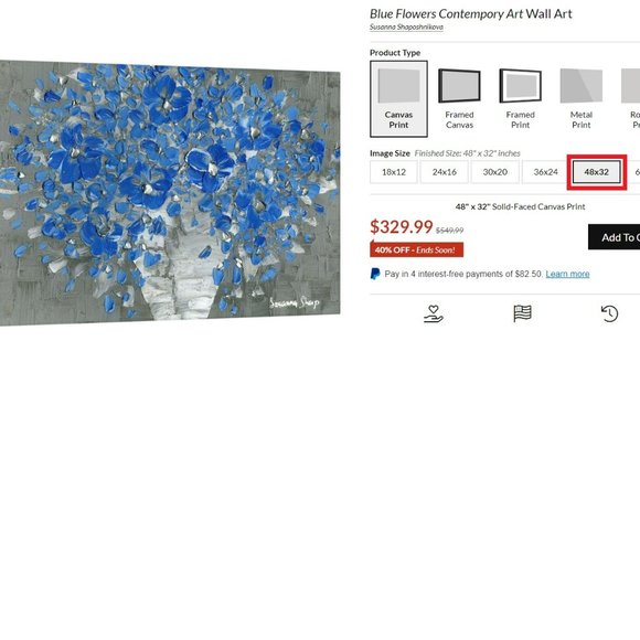 Blue Flowers Contemporary Wall Art